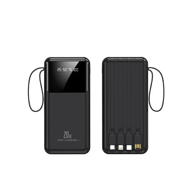 10000mAh Portable Power Bank, 20W Fast Charging with Built-in Cables for Smartphones, Tablets & USB-C Devices – Travel-Friendly Rechargeable Battery Pack DealsForYouDays