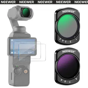 NEEWER FL-75 Variable ND2-ND32 & ND64-ND512 Kit Compatible with DJI Osmo Pocket 4 & Pocket 3 Creator Combo Accessories, Limited Stops Neutral Density Filters, 2 Screen Protectors, Action Camera Accessories