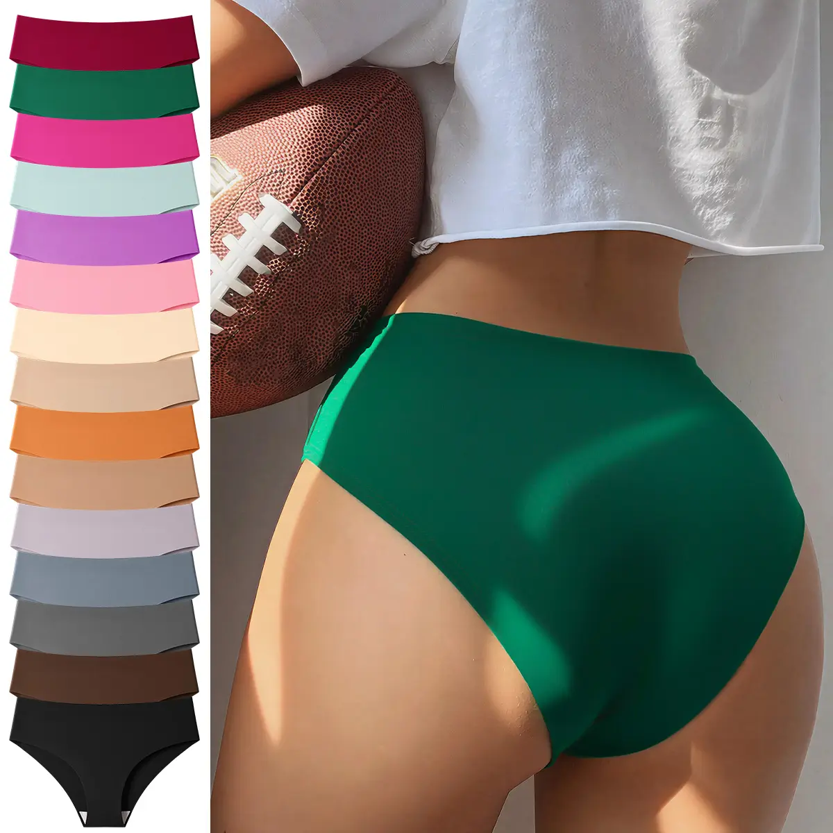 Hotcom Women's Basic Panties - 4/5/6/7/8/10/15 Pieces, Solid Color Minimalist Drop Waist, Smooth Fit Cute Seamless Breathable Knickers, Everyday All-Season Lady Underwear summerwins