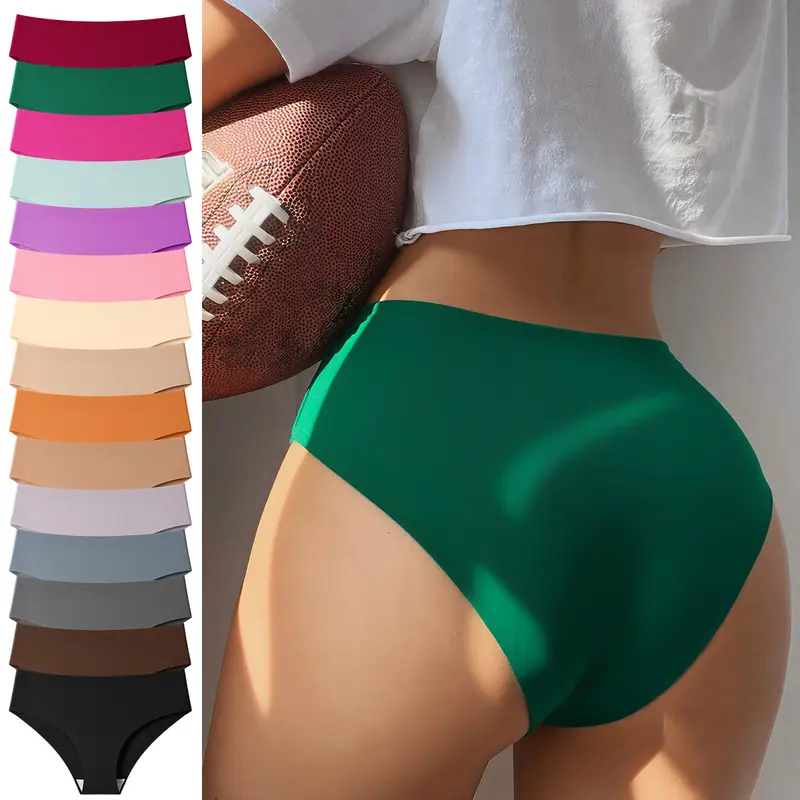 Hotcom Women's Basic Low Waist Seamless Spandex Blend Panties - 4/5/6/7/8/10/15 Pcs, Plus Size Comfortable Minimalist Simple Elegance Fit Smooth Pull-On Knickers, Breathable All-Season Everyday Underwear for Daily, Thanksgiving Wear