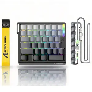 Attack Shark M36HE 8K Wired Custom High-end Gateron Magnetic Amber Switch Keyboard, 0.01mm RT Precision, 160,000-color Lighting, 22 RGB Light Effects, Esports-grade Typing Feel, Supports Adjustable Actuation & Snap Tap Function, Comes with Coiled Cable,