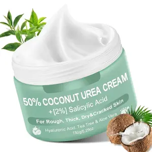 50% Coconut Urea Cream with 2% Salicylic Acid - Maximum Strength Foot & Hand Cream for Rough, Thick, Dry & Cracked Skin (5.29 oz)