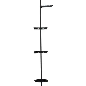 Corner Shower Caddy Tension Pole, 4 Tier Adjustable Rust Proof Bathroom Shelf, Corner Shower Organizer with Rubber Pad, Fits Height 101.6 to 122 Inch