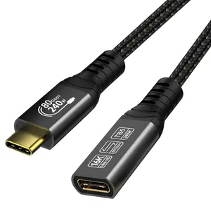 USB C Extension  80Gbps for Thunderbolt 5 Support 240W  and 16K/8K Display, Type C Extender Cord Male to Female Compatible with USBC Hub/iPhone16/MacBook/iPad (1.64 ft)