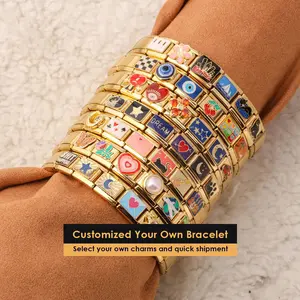 Stainless Steel Italian Charm Bracelet Customized Charms for Couples/Women/Men,Italian Charm Bracelets for His & Hers Matching Jewelry Gifts