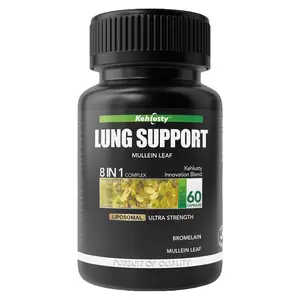Natural Dietary Fitness Supplements Capsules - Mullein Leaf Extract with Bromelain, Quercetin, Lactose-Free Lung & Respiratory Health Support for City Dwellers, 60 Count
