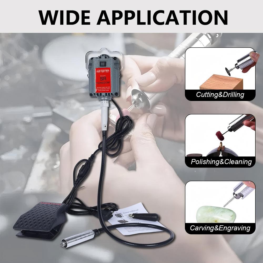 SR Series Flex Shaft Grinder Machine 0~18000Rpm with Foot Pedal - Professional Hanging Motor Bench Grinder for Jewelry Making, Polishing & Carving