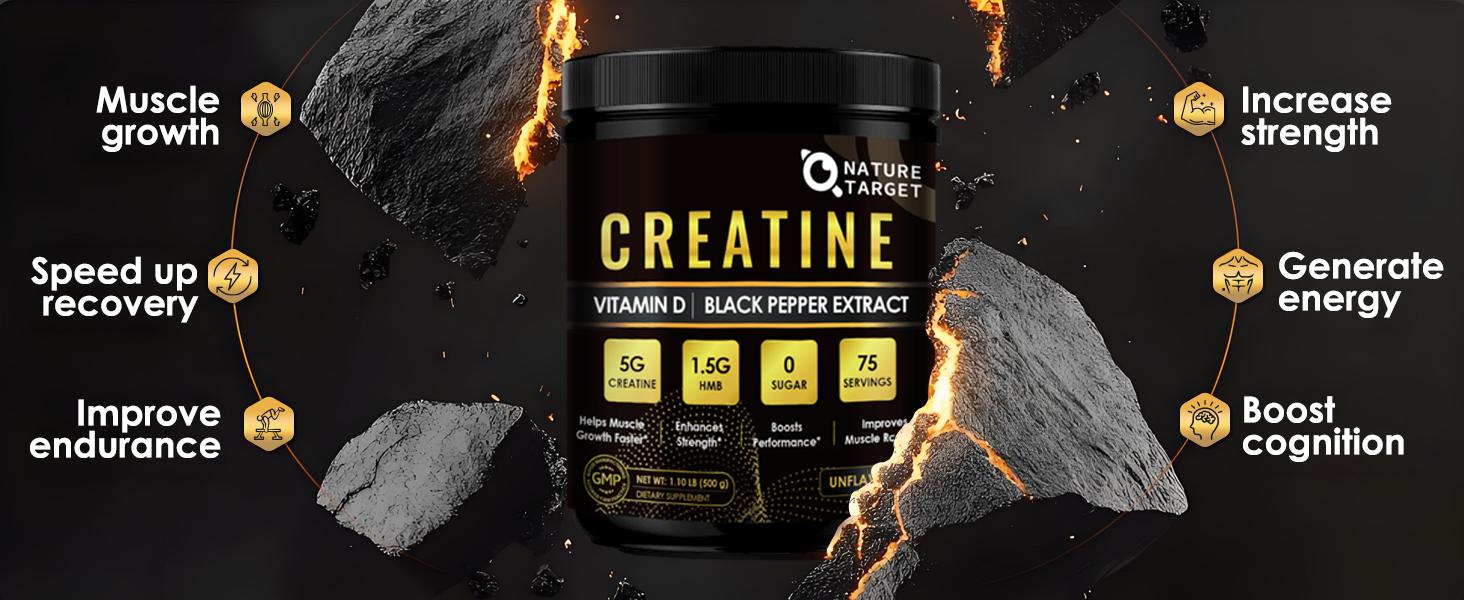 Micronized Creatine Monohydrate for Women and Men, Creatine Powder for Men-Women for Improve Performance and Strength, Support Muscle Growth and Workout Recovery, 6.5g per Servings, 75 Servings