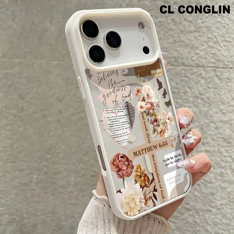 Customized Religious Smartphone Casing for iPhone 11-17 Pro Max/Plus, Magnetic Christ & God Matthew 6:33 Design, Non-Yellowing Shockproof Soft Silicone Transparent Acrylic Cover, Wireless Charging Support, Mobile Phone Accessories, Cellphone