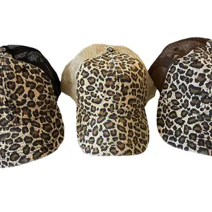 Womens trucker cheetah ball cap