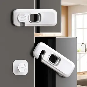 5 Pack Child Proof Fridge Locks for Kids, Safety Refrigerator Lock with Sticky Adhesive Pads, RV Refrigerator Door Latch, Oven Safety Lock to Keep Door Closed, White