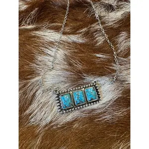 The "Triple Ridge" Turquoise Statement Bar Necklace