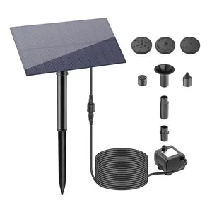 Eco-Friendly Solar Fountain Pump, 1.5W Submersible Water Pump with 7 Nozzles & Sponge Filter, for Bird Bath, Pond, Garden, Aquarium, Pool