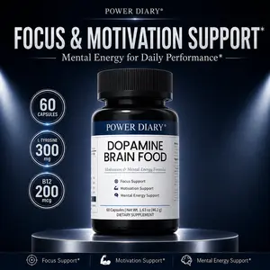 POWER DIARY Dopamine Brain Food Supplement with L-Tyrosine, Promotes Mental Drive, Clarity & Focus, Supports Mental Energy, 60 Capsules