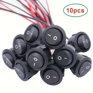 Mini Round Toggle Switch Set, 2/5/10 Pieces, 20mm Spst On/off, 12V Dc Power, Easy Install, Durable Nylon and Brass Terminals, Includes #187 Wire, Home