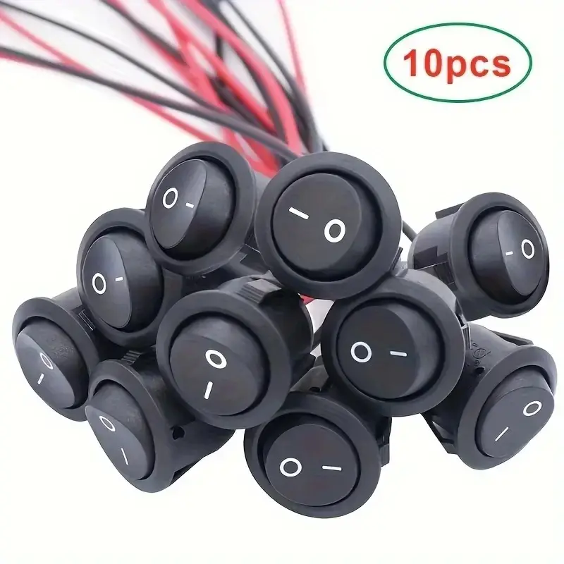Mini Round Toggle Switch Set, 2/5/10 Pieces, 20mm Spst On/off, 12V Dc Power, Easy Install, Durable Nylon and Brass Terminals, Includes #187 Wire, Home, Light Switch, Lamp Switch Replacement