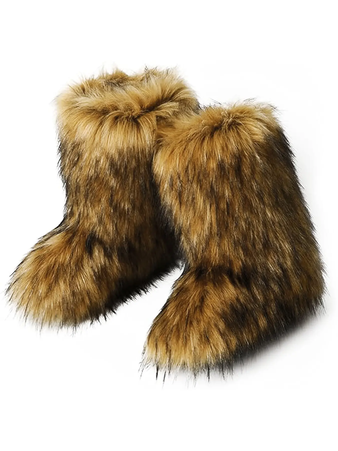 Women's Solid Color Faux Fur Boot, Boots with Fur, Fluffy Ankle Snow Boot, Warm Comfortable Outdoor for Cold Weather, Trending Shoes, Casual Warm Boots, Trendy Boots