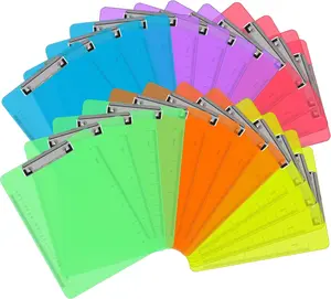 Plastic Clipboards,  24 Pack Clear Colored Clipboards, Low Profile Clip Board 12.5 x 9 Inch Standard Letter Size, Office Supplies Classroom