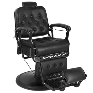 Barber Chair All Purpose Hydraulic Recline Salon Chair Beauty Spa Vintage Barber Chair Heavy Duty Adjustable Black Leather