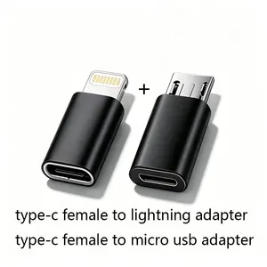 Type-C Female to Lightning Adapter, Type-C Female to Micro USB Adapter Set, Compatible with Various Devices, Essential Charging Accessories