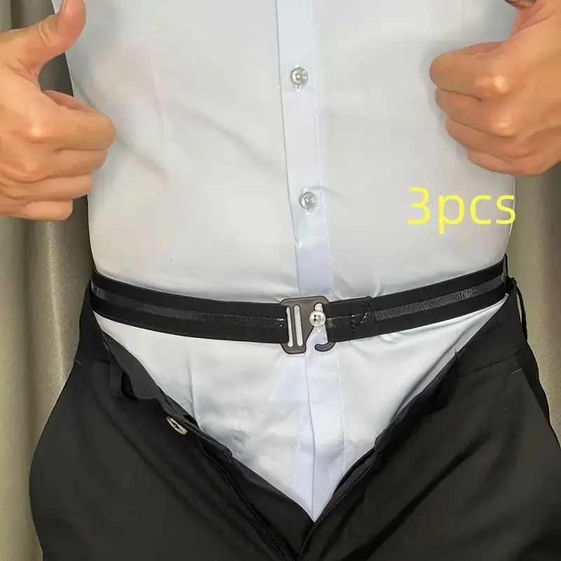 3Pack Set Men's Nylon Shirt Stays with Anti-Slip Elastic Grip and Adjustable Buckle - Non-Textile Weaved Shirt Holder Straps Anti-slip elasticity, traceless elastic belt for men and women Adjustable Stretch Belt