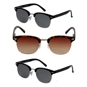 'The Executive' 3 Pair of Classic Semi-Rimless Lightweight Bifocal Reading Unisex Sunglasses with Spring Hinges