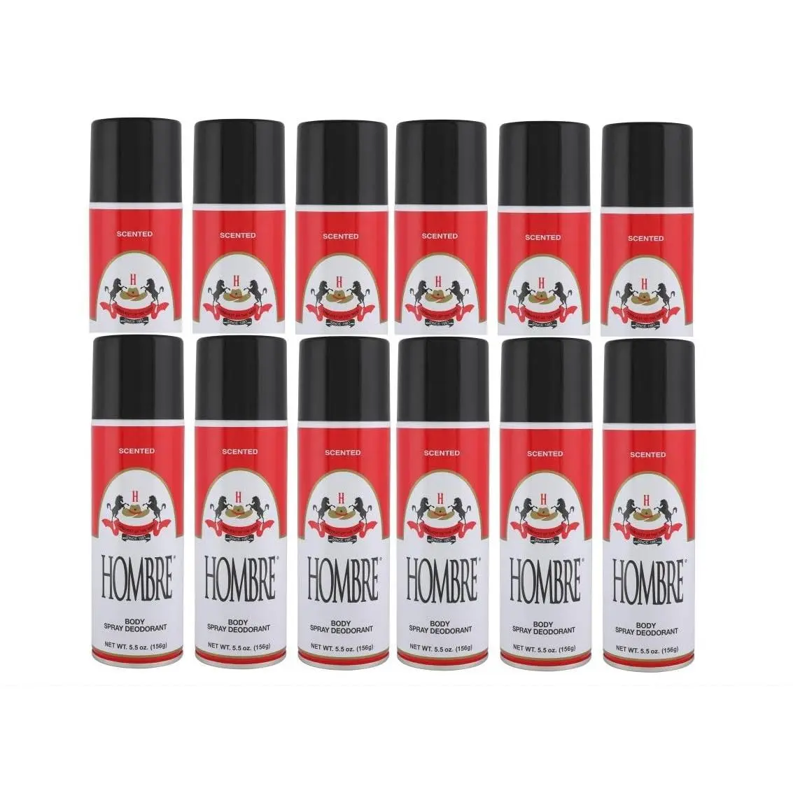 Hombre Red Deodorant Body Spray 5.5oz-156g (12 Pack)