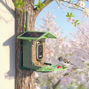 Solar-Powered Feeder Camera 2.4Ghz Wi-Fi Real-Time Monitoring AI Recognition for Over 5000 Bird Species Eco-Friendly Gift for Bird Lovers Live Viewing & Auto-Capture