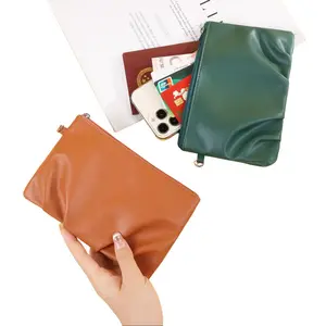 Women's Korean-Style Pleated Solid Color Mini Card Holder - Multi-Purpose Women's Wallets, Instagram-Popular Versatile Coin Purse for Teens, Elegant Fashion Lowallet for Outdoor Use fashionwallet wel tarjeta