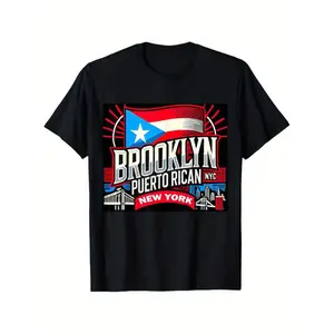 Summer t Shirts Puerto Rican Brooklyn New York Puerto Rico T-Shirt, Loose style new unisex short-sleeved T-shirt