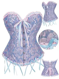 Women's Floral Corset Top, Feminine Lace-Up Design, Quick-Release S-Curve Fit, Two-Tone Flower Shapewear, Front Hook Back Tie Vintage Style, Adjustable Underwear, Womenswear, Lady