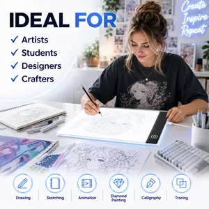 LED Tracing Light Pad - USB-Powered Ultra-Thin Portable Drawing Light Devices with 3-Level Brightness for Sketching, Diamond Painting, Art Projects