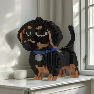 Cute Dog Design Building Blocks Toy, Building Block Sets, DIY Building Model, 3158pcs/set Creative Pet Dog Building Blocks Ornament, Building Toys for Teens and Adults, Home Decoration