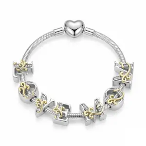 925 Silver-plated 26 Alphabet Initial Letter A-Z Jewelry Charms, DIY Beads fits for Bracelet Necklace, Perfect Gifts for Women Family Friends