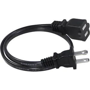 1.5FT Polarized 2 Prong Extension Cord - Black Replacement US AC Two Prong 13A 125V Power Extension Cable,Short Low Profile Flat Wall Appliance Power Cord for Small Appliances/Christmas Light/TV