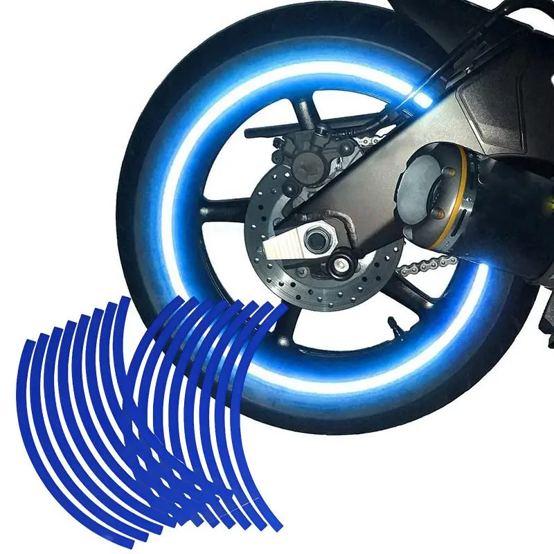 Motorcycle Wheel Rim Reflective Sticker, Motorcycle Wheel Decal, Universal Automotive Vehicle Car Exterior Decoration Accessories for 17-18 Inch Motorcycle