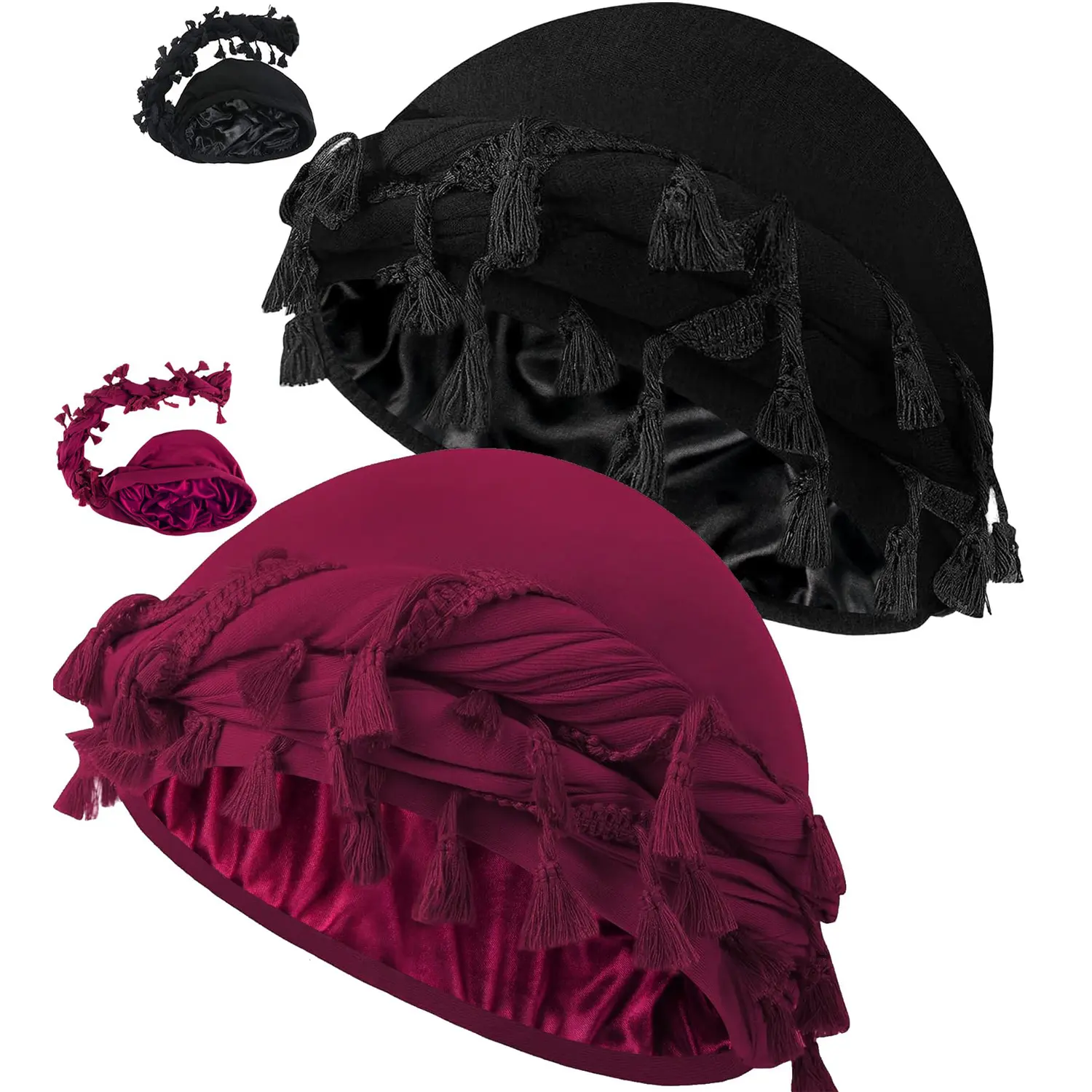 1pack/2pack Vintage Twist Head Wraps for Men and Women - Luxurious Modal and Satin Turban Scarf Tie with Satin Lining - Stylish Halo Turban for a Fashionable Look