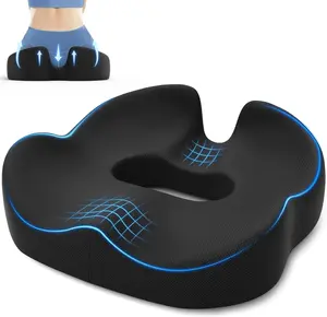 Donut Seat Cushion for Hemorrhoid & Tailbone Pain Relief | Ergonomic Coccyx Cushion for Office Chair & Postpartum Support Black