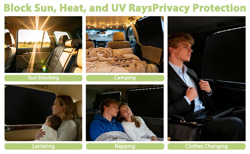 2 Pcs/ 4 Pcs Car Side Window Shades,Car Window Covers,Privacy Curtains,Block Light, Insulate Against Heat, and Shield Against Ultraviolet Rays,Easy Installation for Any Household Vehicle