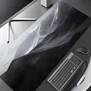 Black and white Landscape Texture Large Gaming Mouse Pad,Aesthetic Desktop Drotection Pad,Washable Rubber Pad Non-Slip Lock Edge Multi-Size Mouse Pad Suitable For Home Office Work Desk,Good Gift for Family and friends, Office Desk Accessories