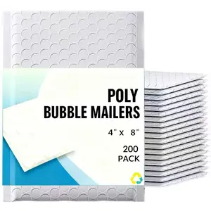 #000 4x8 (4x7) Poly Bubble Padded Envelopes Mailers Shipping Bag White 200 PCS
