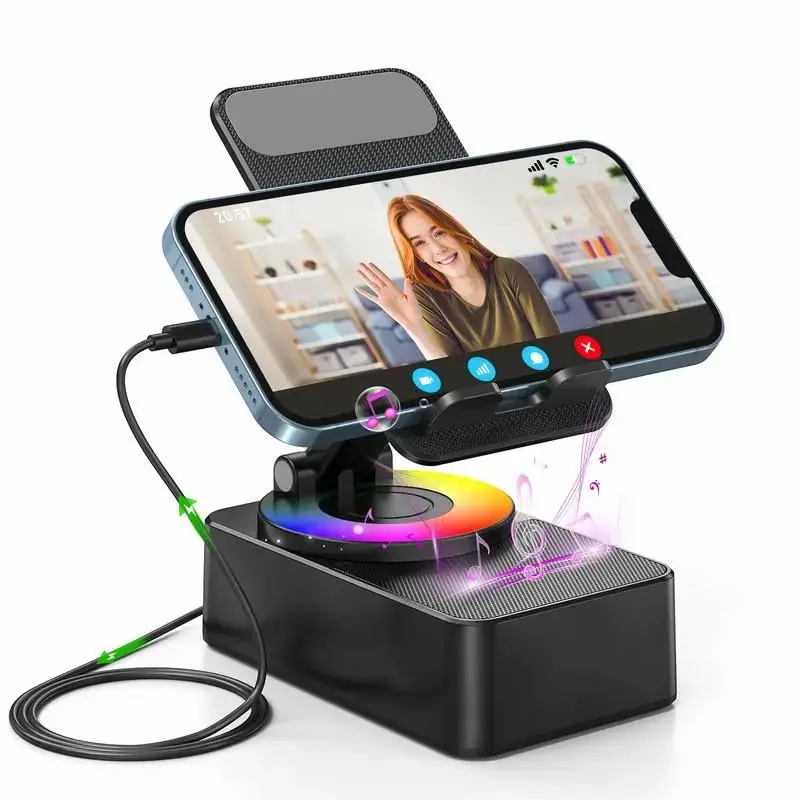 Portable Bluetooth 5.3 Speaker - 5-in-1 Audio Device with Foldable Support Stand, Power Bank Emergency Charging, Deep Bass Stereo, FM Radio, Hands-Free Calls for Smartphones, Chargeable Mini