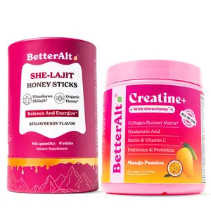 BetterAlt Hot Girl Stack  | SHE-Lajit Strawberry Flavor & Creatine+ with Glowchemy | Hormonal Balance, Collagen & Performance Support | 1 month Supply