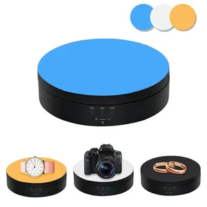 5.4 inch 360 Degree Photography Turntable Electric Turntable Motorized Rotating Display Stand for Product Display  with 3pcs PVC Colorful Backgrounds (Black)