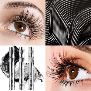 3 Black Steel Tube Mascaras, Voluminous mascara, long-lasting formula, smudge-proof, sweat-resistant, non-fading, suitable for all skin types, keeps every lash curled for a long time, creates a natural and full look, perfect for parties, music festivals