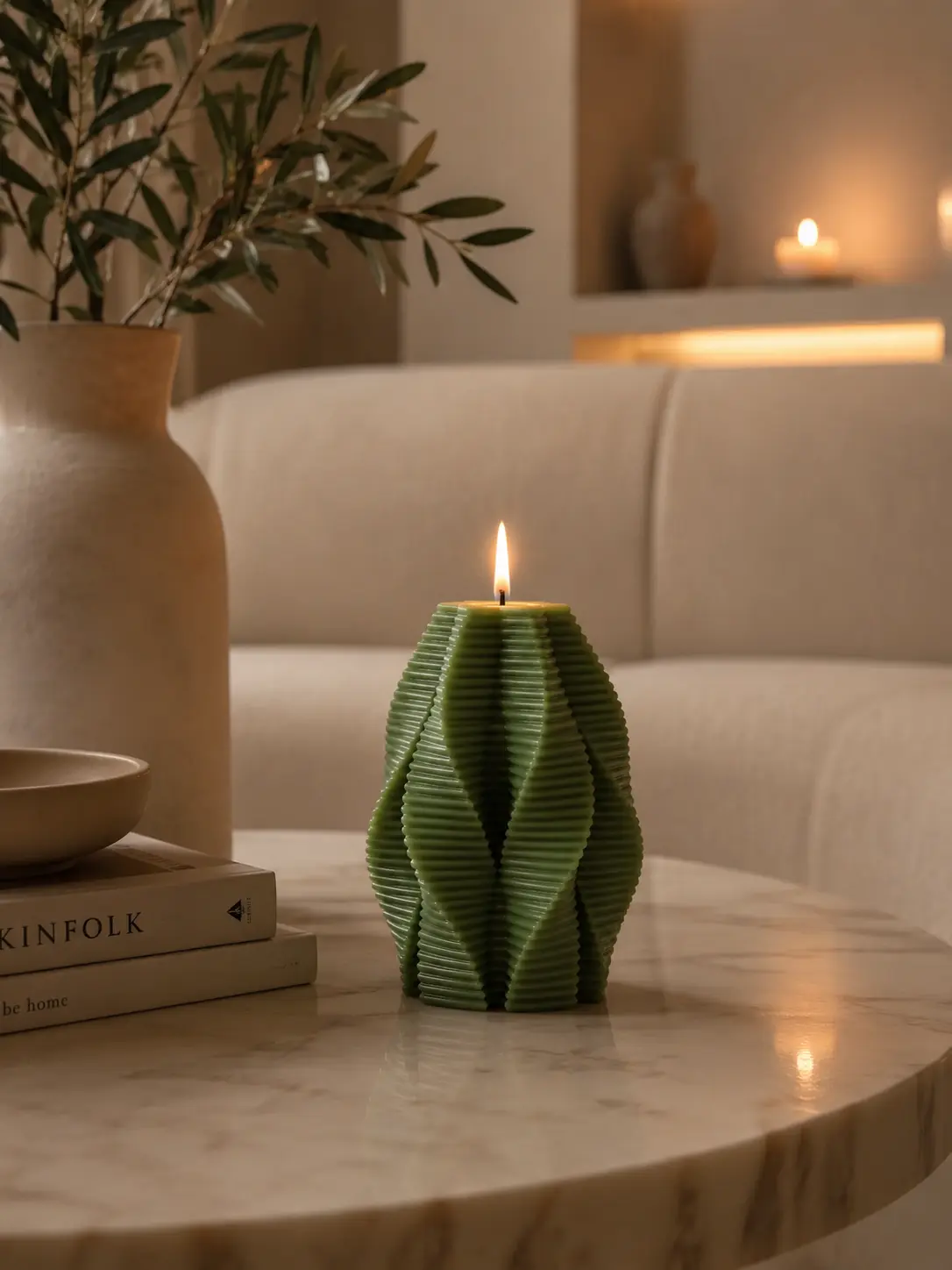 Ribbed Spiral Candle 5x3.5 inches
