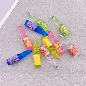 Resin 3D Beverage Bottle Pendants, 10-20pcs DIY Jewelry Making Supplies, Creative Food Theme Earrings & Keychain Accessories, DIY Craft Embellishments