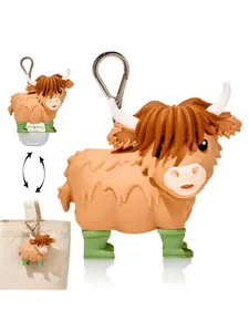 Adorable Highland Cow Keychain, Mini Cow Bag Charm, Portable Decor for Bags & Keys, Keychain Bag Pendant