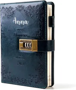 Personalized Diary with Lock, Lockable Secrets Journal, Vintage Journal with Lock for Women, Embossed Design Cover, 240 Pages Thick Refillable Locked Diary, 5.5 x 7.9 Inch Locking Notebook for Adults Women & Teens