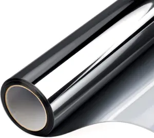 One Way Privacy Film Black Silver 17.5 Inch x 94.48 Inch for Home & Garage Window Tint Mirror Vinyl Roll Heat Control Anti UV Static Cling Sliding Door Coverings No Glue